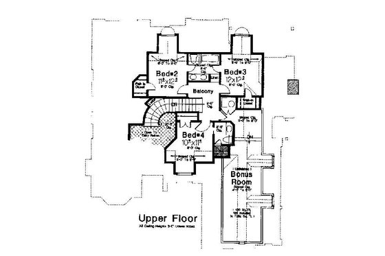 Floor Plan - Upper Floor for Colonial House Plan #310-722 - 4 bed, 3.5 bath