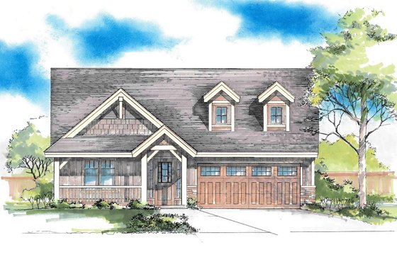 Exterior - Front Elevation for Craftsman House Plan #53-532 - 3 bed, 2 bath