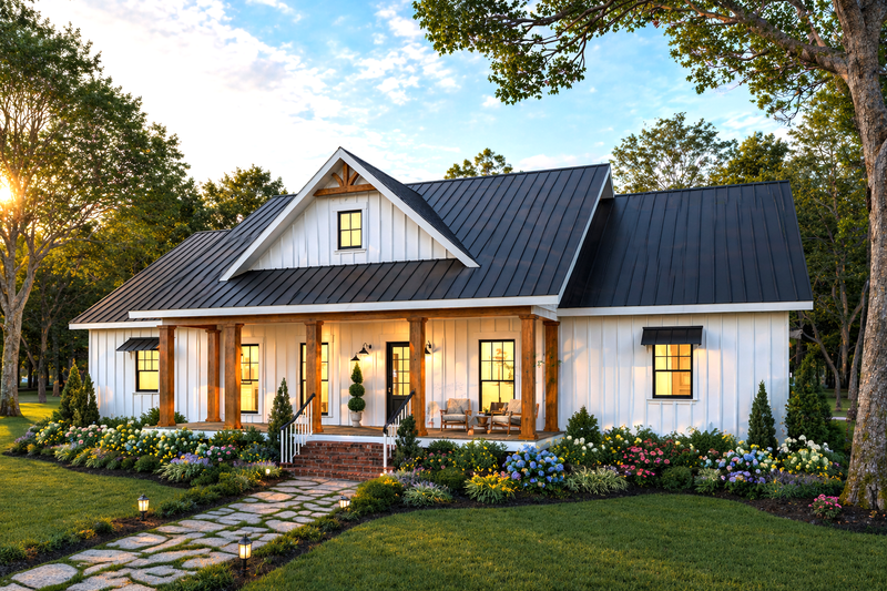 Architectural House Design - Exterior - Front Elevation 2 for Farmhouse House Plan #44-293 - 3 bed, 2.5 bath