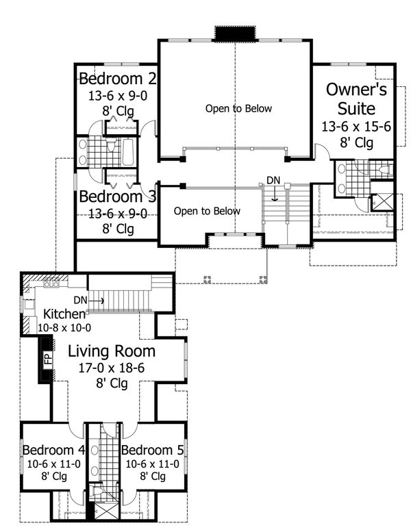Architectural House Design - Craftsman Floor Plan - Upper Floor Plan #51-574