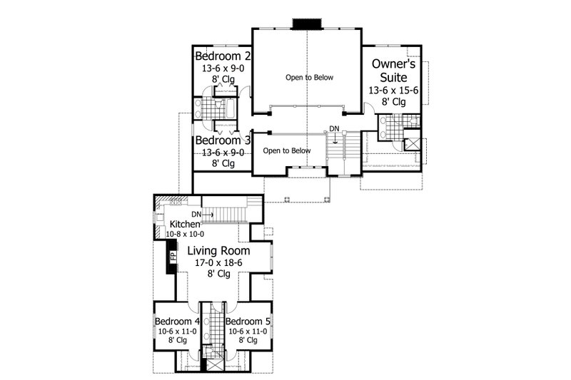Dream House Plan - Floor Plan - Upper Floor for Craftsman House Plan #51-574 - 5 bed, 3.5 bath