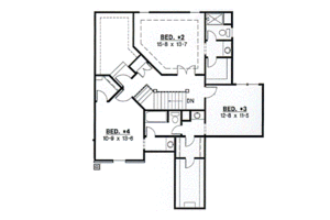 Floor Plan - Upper Floor for Traditional House Plan #67-424 - 4 bed, 3.5 bath