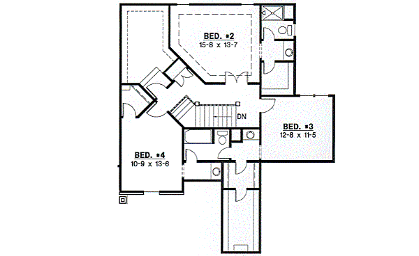 Traditional Floor Plan - Upper Floor Plan #67-424