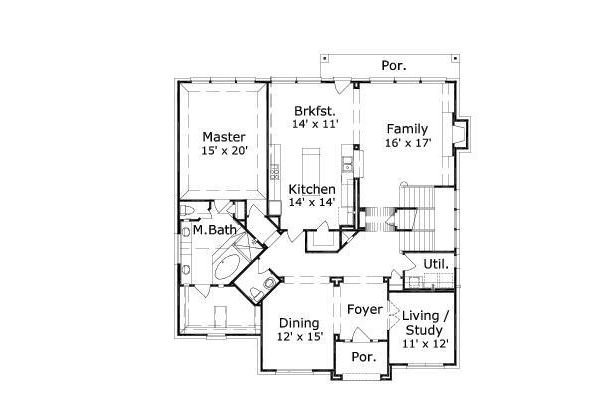 Floor Plan - Main Floor for Colonial House Plan #411-804 - 4 bed, 3.5 bath