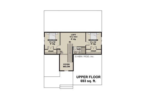 Floor Plan - Upper Floor for Farmhouse House Plan #51-1324 - 4 bed, 3 bath