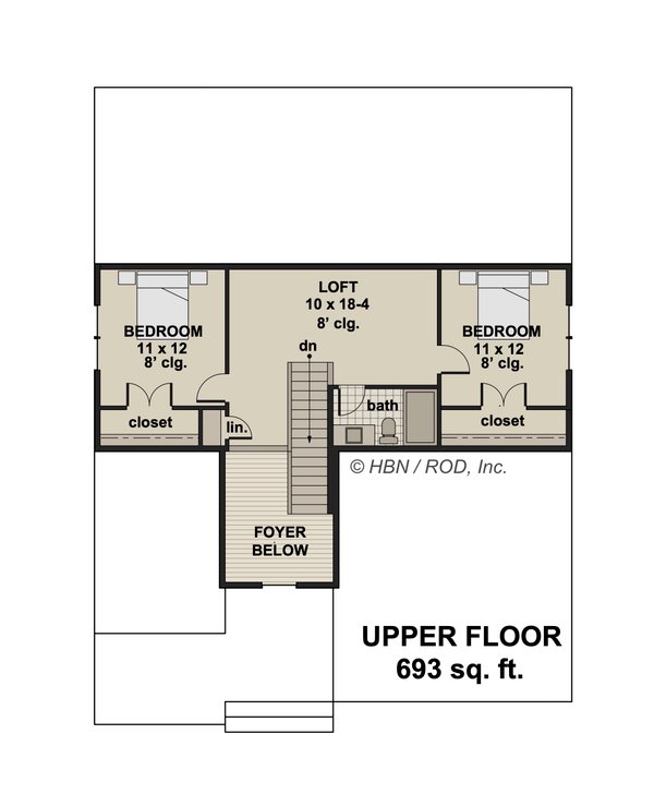 Farmhouse Floor Plan - Upper Floor Plan #51-1324