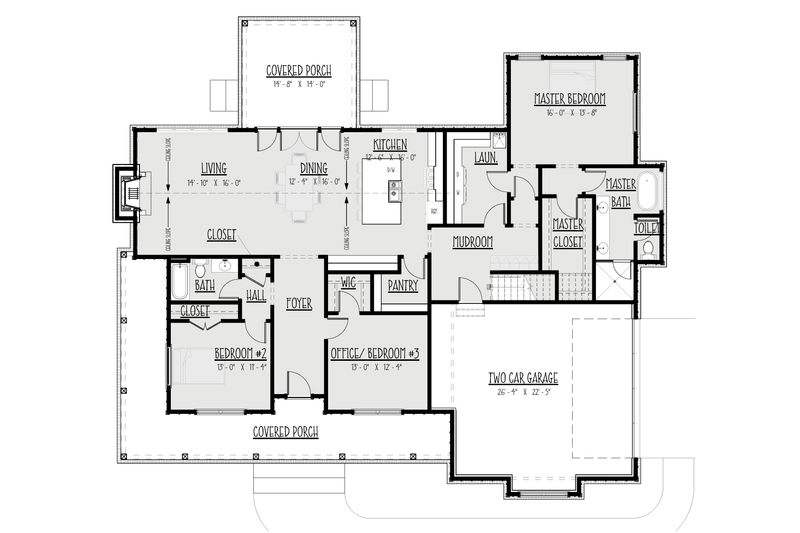 Architectural House Design - Floor Plan - Main Floor for Farmhouse House Plan #1088-11 - 3 bed, 2 bath