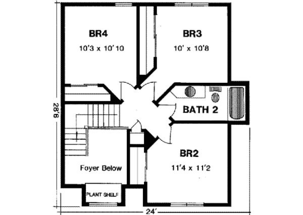 Country Floor Plan - Upper Floor Plan #316-103