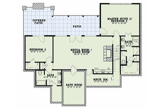 Floor Plan - Lower Floor for Craftsman House Plan #17-2595 - 4 bed, 5 bath