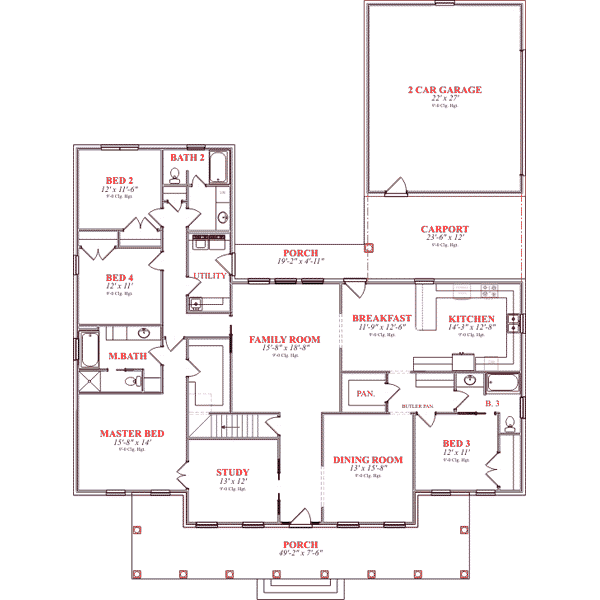 Southern Floor Plan - Main Floor Plan #63-111