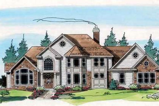Exterior - Front Elevation for Country House Plan #312-635 - 4 bed, 4 bath