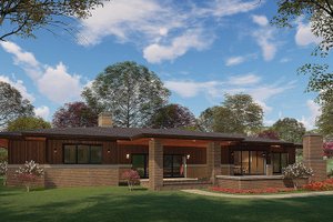 Exterior - Rear Elevation for Prairie House Plan #923-164 - 4 bed, 3.5 bath