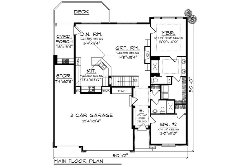 Home Plan - Floor Plan - Main Floor for Craftsman House Plan #70-1534 - 2 bed, 2 bath