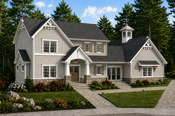 Exterior - Front Elevation 3 for Craftsman House Plan #928-58 - 3 bed, 2.5 bath