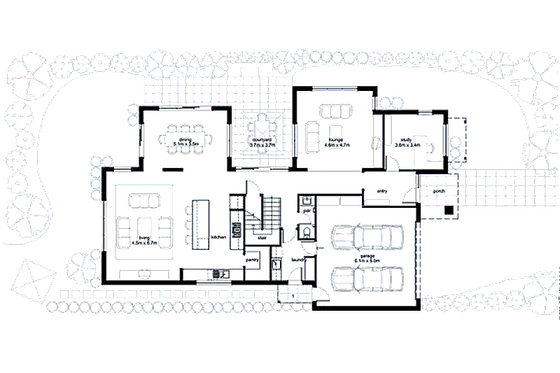Floor Plan - Main Floor for Modern House Plan #496-8 - 3 bed, 2.5 bath