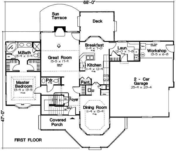 Country Floor Plan - Main Floor Plan #312-573