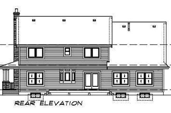 Exterior - Rear Elevation for Country House Plan #47-642 - 4 bed, 2.5 bath