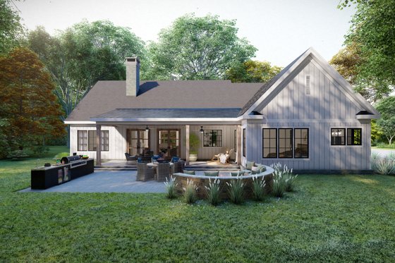 Exterior - Rear Elevation for Farmhouse House Plan #1094-12 - 3 bed, 2 bath
