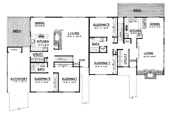 Floor Plan - Main Floor for Modern House Plan #303-261 - 2 bed, 2 bath