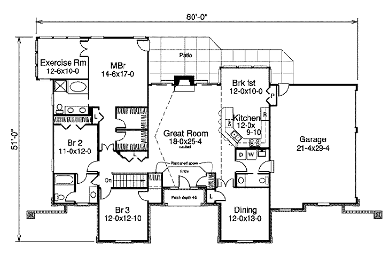 Architectural House Design - Floor Plan - Main Floor for Traditional House Plan #57-372 - 3 bed, 2.5 bath
