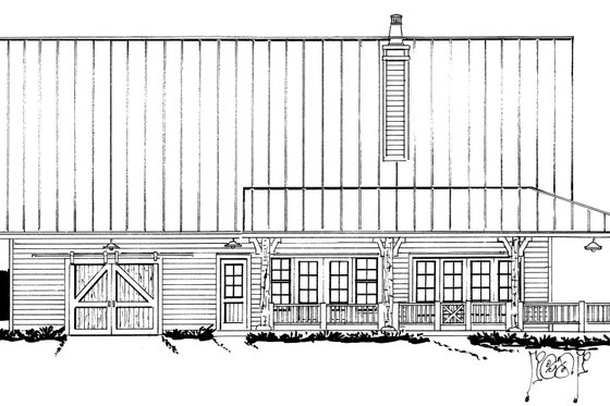 Exterior - Rear Elevation 2 for Barndominium House Plan #942-63 - 4 bed, 3 bath