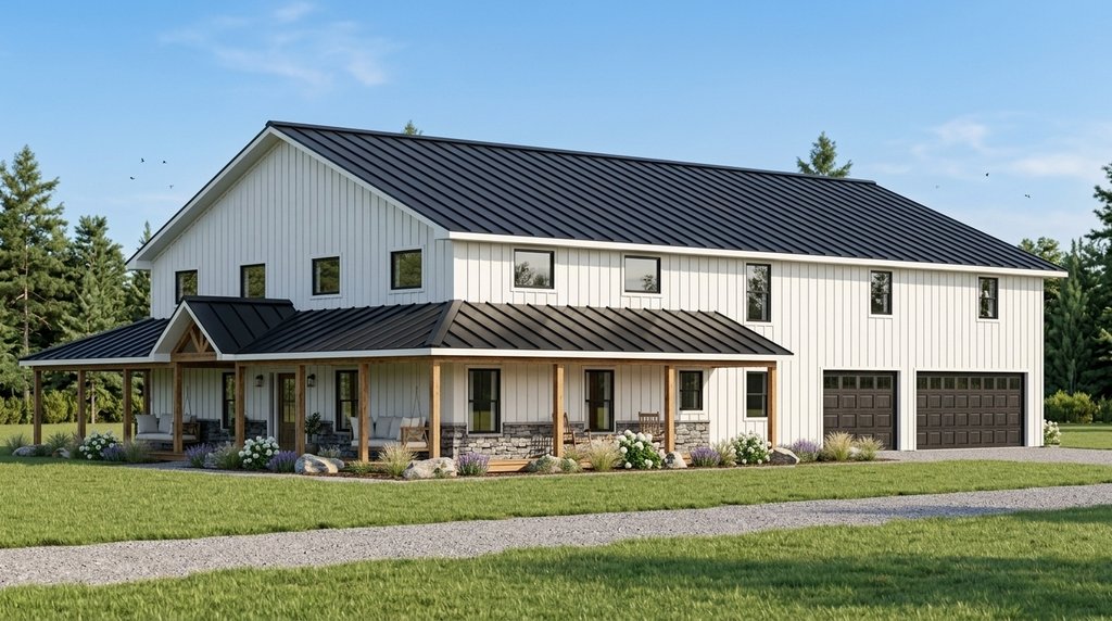 Exterior - Front Elevation 2 for Barndominium House Plan #1064-373 - 4 bed, 3.5 bath