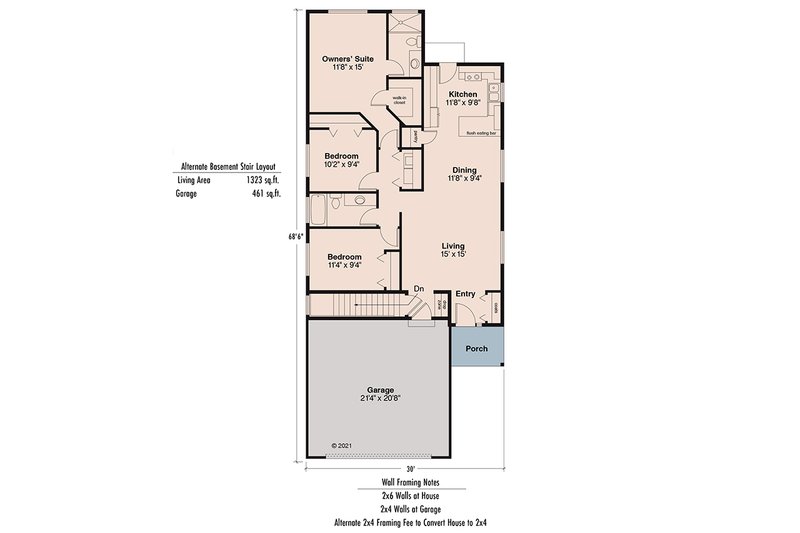 House Plan Design - Floor Plan - Other Floor for Ranch House Plan #124-724 - 3 bed, 2 bath