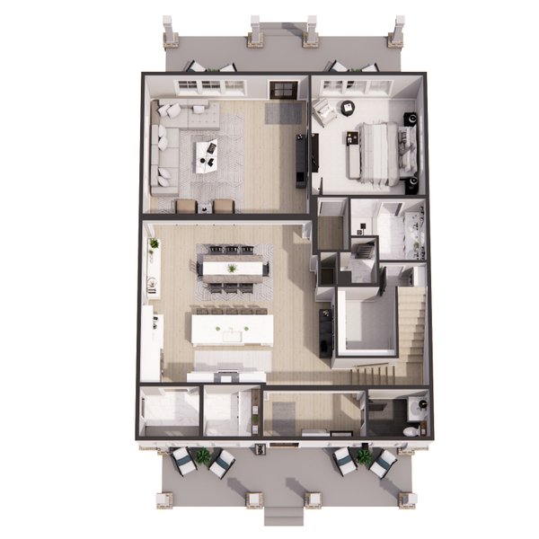 Dream House Plan - Farmhouse Floor Plan - Main Floor Plan #51-1264