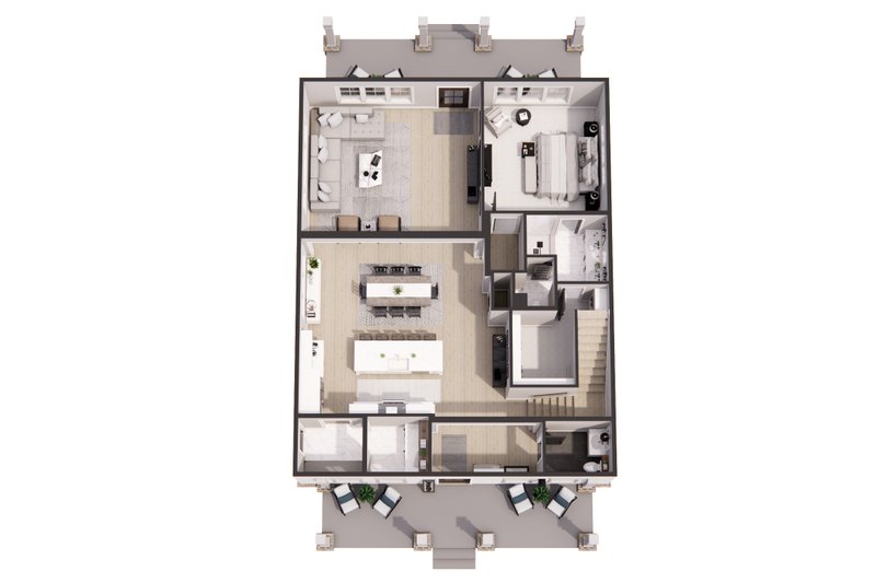 Dream House Plan - Floor Plan - Main Floor 1 for Farmhouse House Plan #51-1264 - 3 bed, 3.5 bath