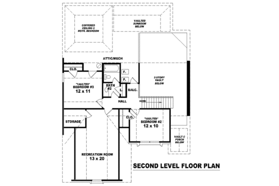 Floor Plan - Upper Floor for European House Plan #81-801 - 3 bed, 2.5 bath