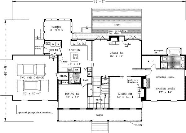 Architectural House Design - Southern Floor Plan - Main Floor Plan #3-102