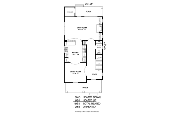 Floor Plan - Main Floor for Country House Plan #424-206 - 3 bed, 2.5 bath
