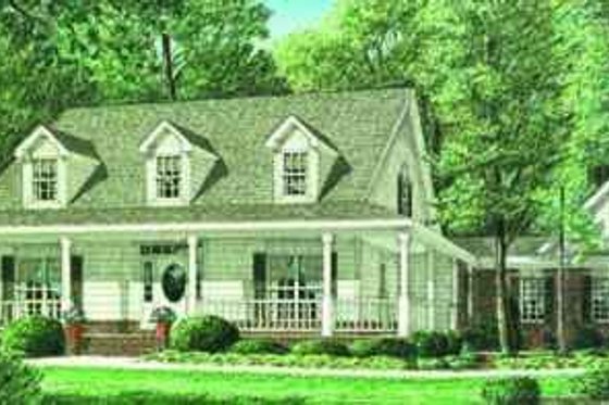 Exterior - Front Elevation for Country House Plan #34-173 - 4 bed, 4 bath
