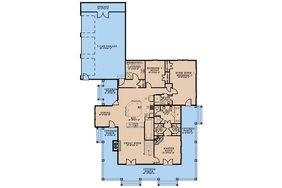 Floor Plan - Main Floor for Farmhouse House Plan #923-318 - 3 bed, 3 bath