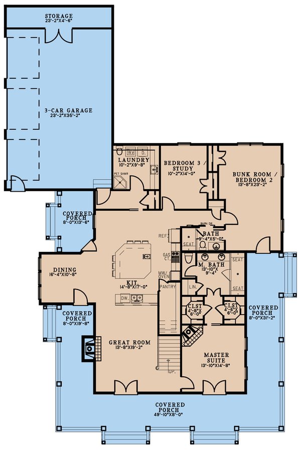 Farmhouse Floor Plan - Main Floor Plan #923-318