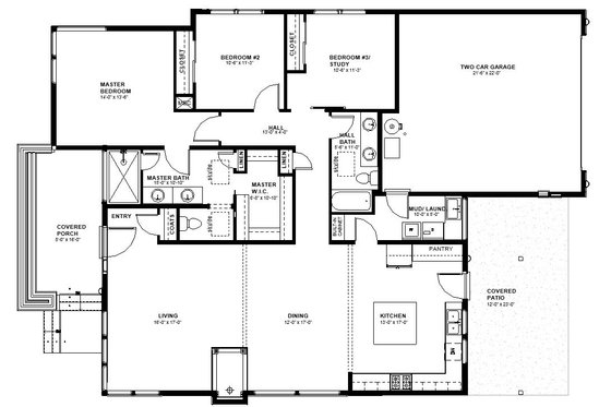 Floor Plan - Main Floor for Modern House Plan #895-84 - 3 bed, 2 bath