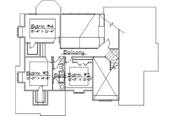 Floor Plan - Upper Floor for European House Plan #31-109 - 4 bed, 4 bath