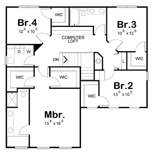 House Blueprint - Country Floor Plan - Upper Floor Plan #20-2149