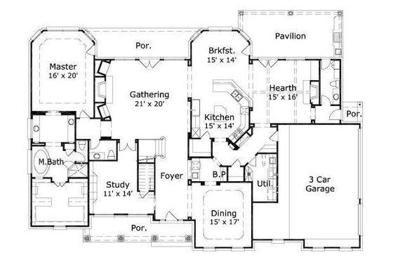 Floor Plan - Main Floor for European House Plan #411-529 - 4 bed, 3.5 bath