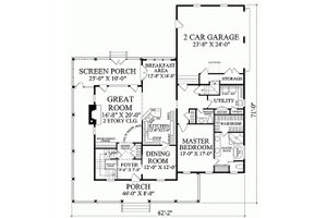 Floor Plan - Main Floor for Country House Plan #137-199 - 4 bed, 3.5 bath