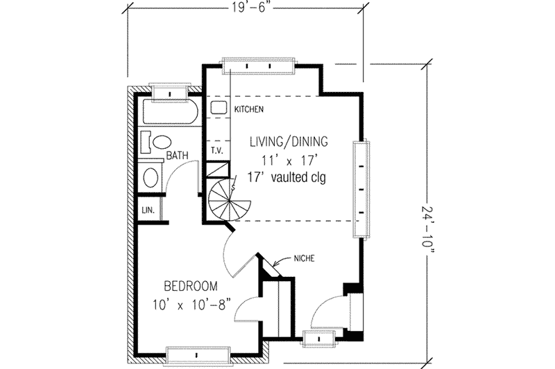 Dream House Plan - Floor Plan - Main Floor for Cottage House Plan #410-165 - 1 bed, 1 bath
