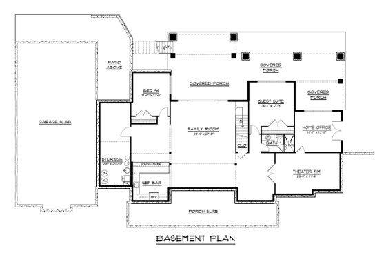 Floor Plan - Lower Floor for Barndominium House Plan #1064-302 - 3 bed, 2.5 bath
