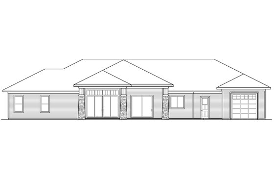 Exterior - Rear Elevation for Craftsman House Plan #124-1167 - 3 bed, 3 bath
