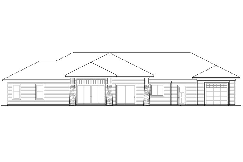 Architectural House Design - Exterior - Rear Elevation for Craftsman House Plan #124-1167 - 3 bed, 3 bath