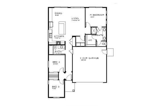 Floor Plan - Main Floor for Country House Plan #515-41 - 3 bed, 2 bath