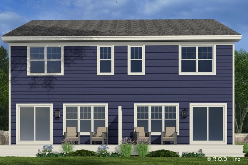 House Blueprint - Exterior - Rear Elevation 1 for Craftsman House Plan #51-1313 - 2 bed, 2.5 bath