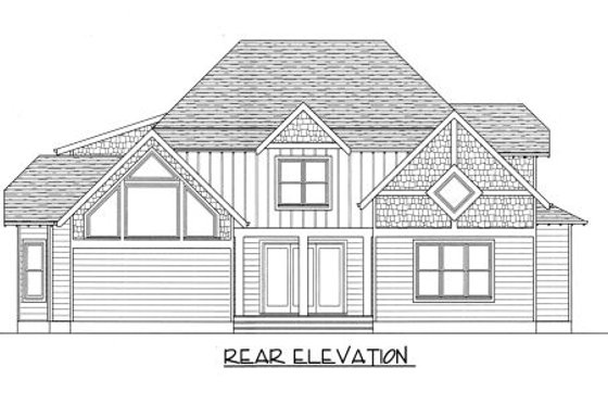 Exterior - Rear Elevation for Craftsman House Plan #413-847 - 4 bed, 3.5 bath