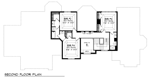 European Floor Plan - Upper Floor Plan #70-536