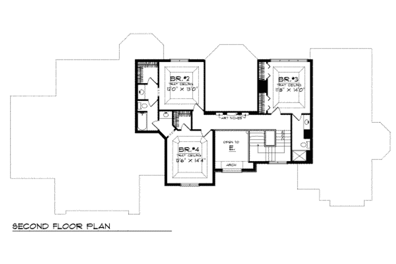 Home Plan - Floor Plan - Upper Floor for European House Plan #70-536 - 4 bed, 3.5 bath