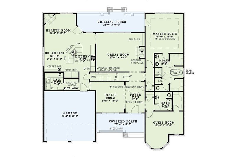 House Blueprint - Floor Plan - Main Floor for Craftsman House Plan #923-475 - 4 bed, 3 bath